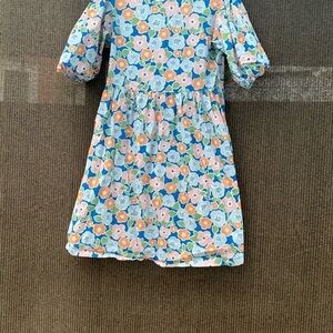 Monki Blue and Orange Casual Sundress with Puff Sleeves